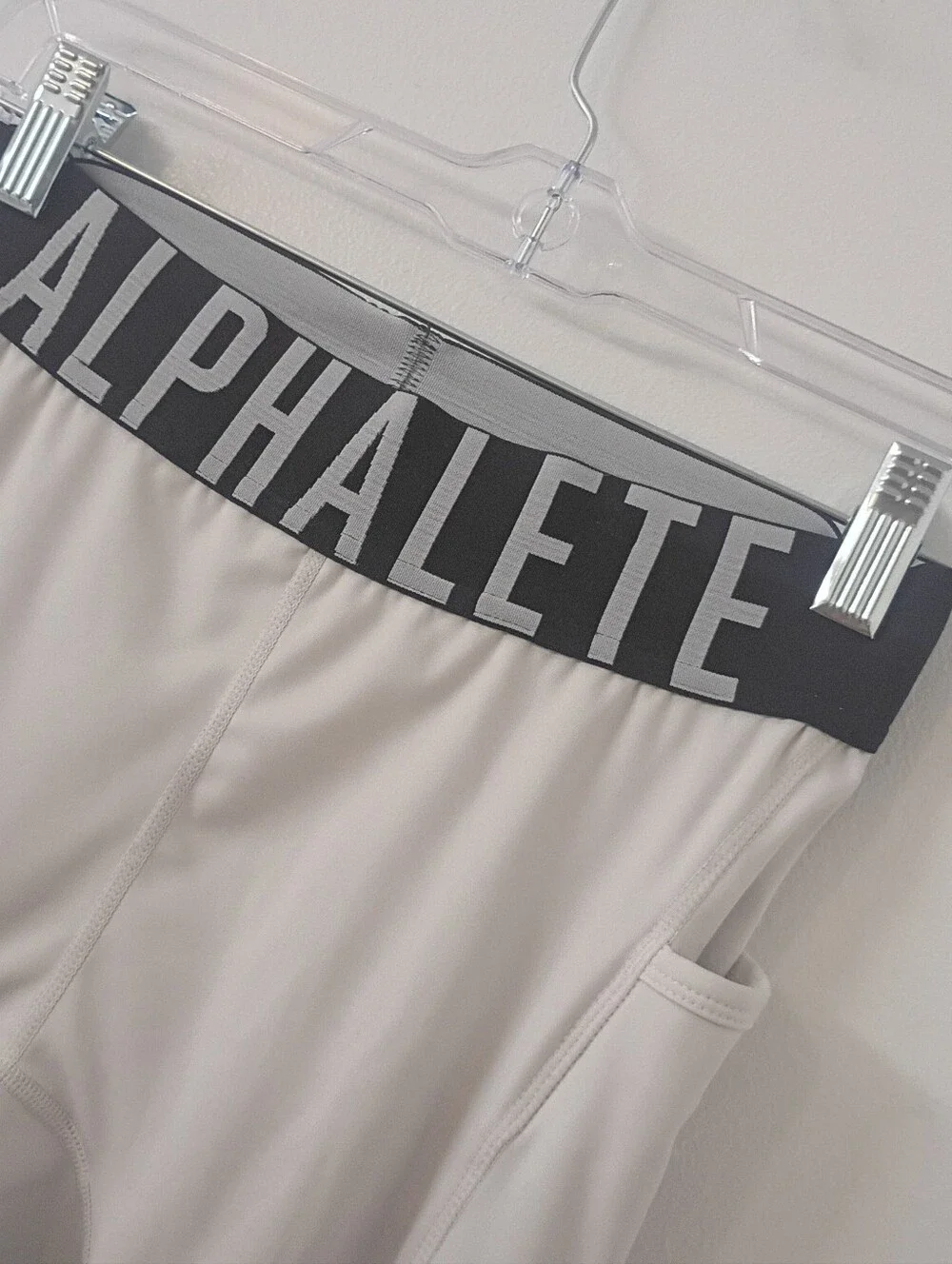 Alphalete Light Gray Logo Waistband Pocket Leggings